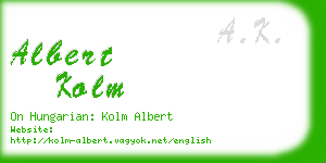 albert kolm business card